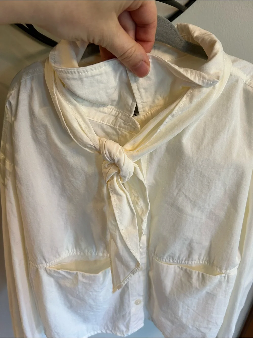 Zara Cream Cropped Button Down Shirt 11 / 12